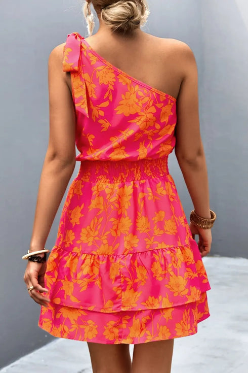 'Kiera' Printed Single Shoulder Dress - Celes Fashion